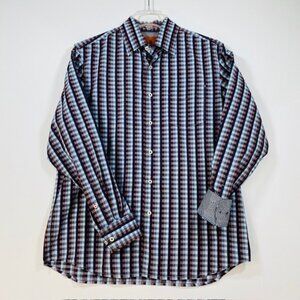 Tommy Bahama‎ Men's Button Up Long Sleeve Flip Cuff Checkered Shirt Size Medium